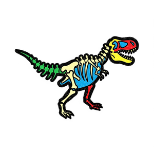 Minimalist Crayon Outline of a T-Rex Skeleton